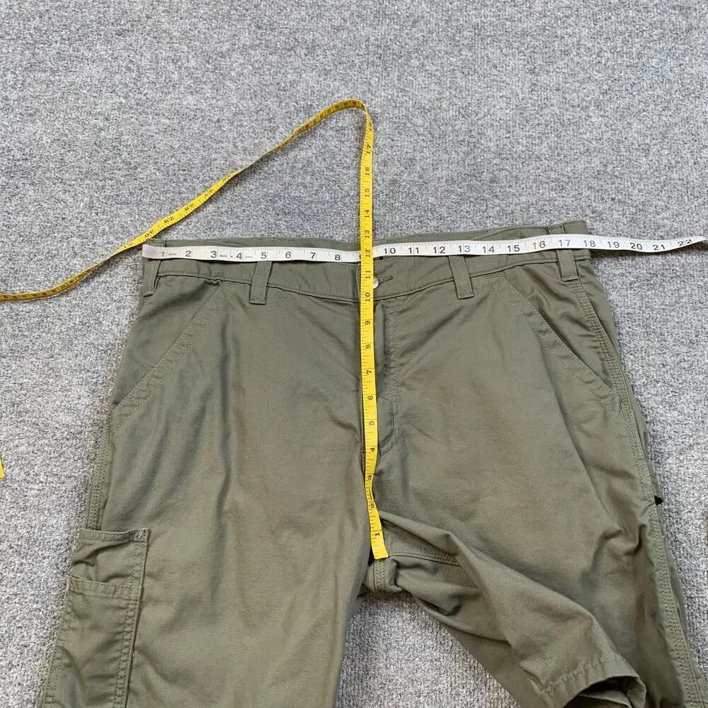 Carhartt Shorts Mens 34 Ivy Green Loose Fit Cotton Canvas Cargo Pockets Work